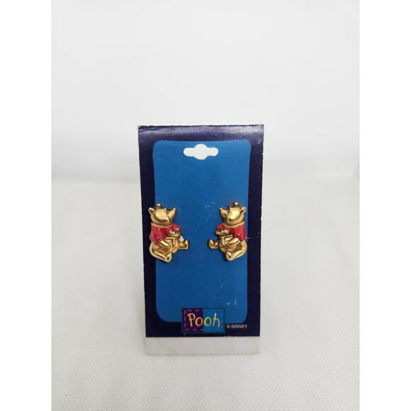 Winnie The Pooh Honey Pot Earrings Enamel Gold Tone Clip On  RJ Design Disney - Picture 2 of 4